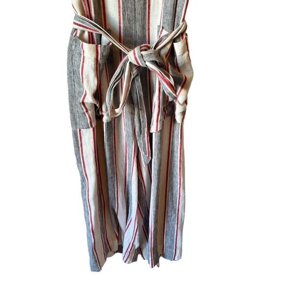 Gap Cream Red Grey Linen Capri Jumpsuit - Picture 7 of 12